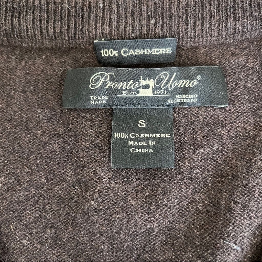 Pronto Uomo Pronto Uomo V-Neck Brown Cashmere Sweater Size XS / US 0-2 / IT 36-38 - 4 Thumbnail