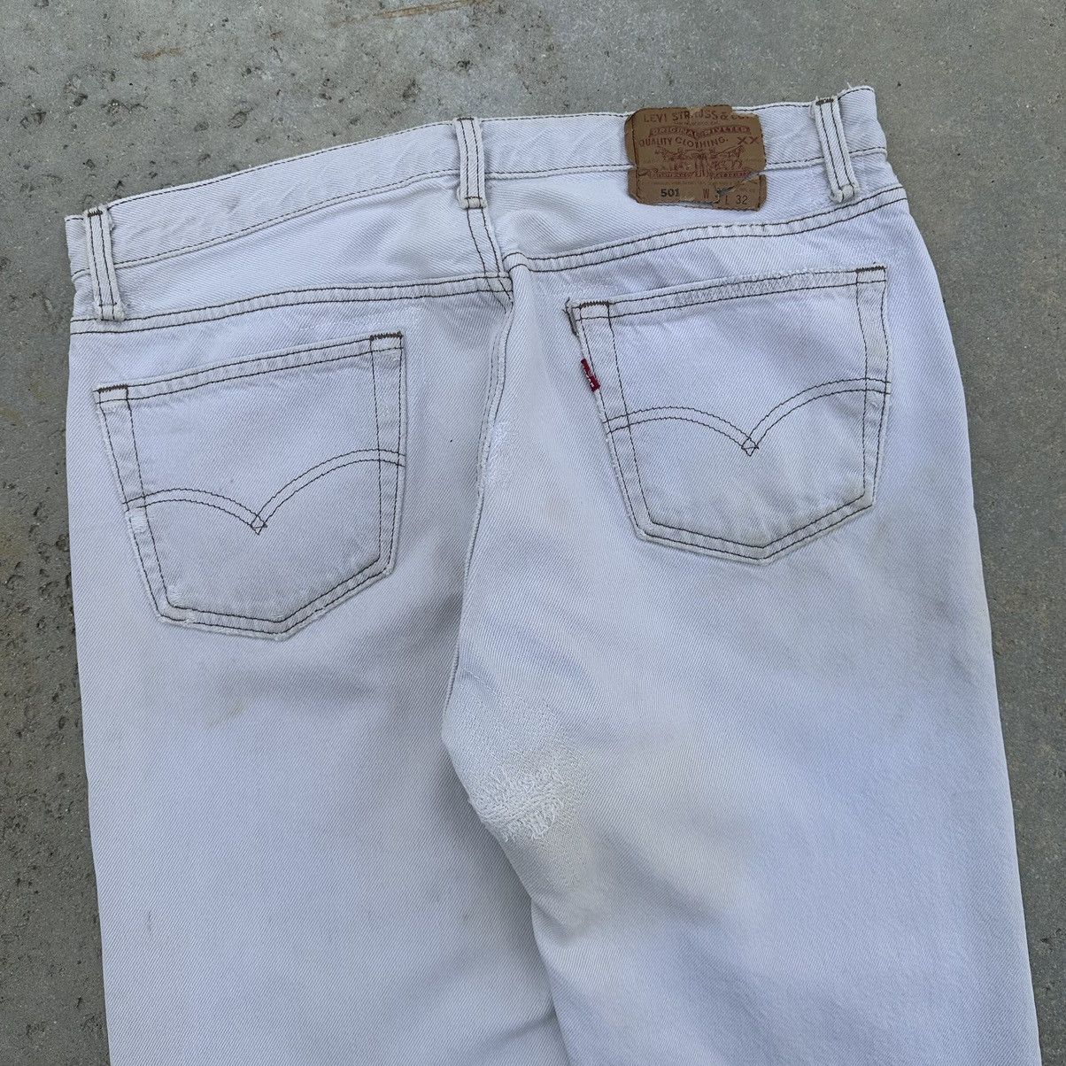 Levi's VTG 90’s Levis 501 Repaired Patchwork White Denim Jeans Size US 34 / EU 50 - 4 Thumbnail