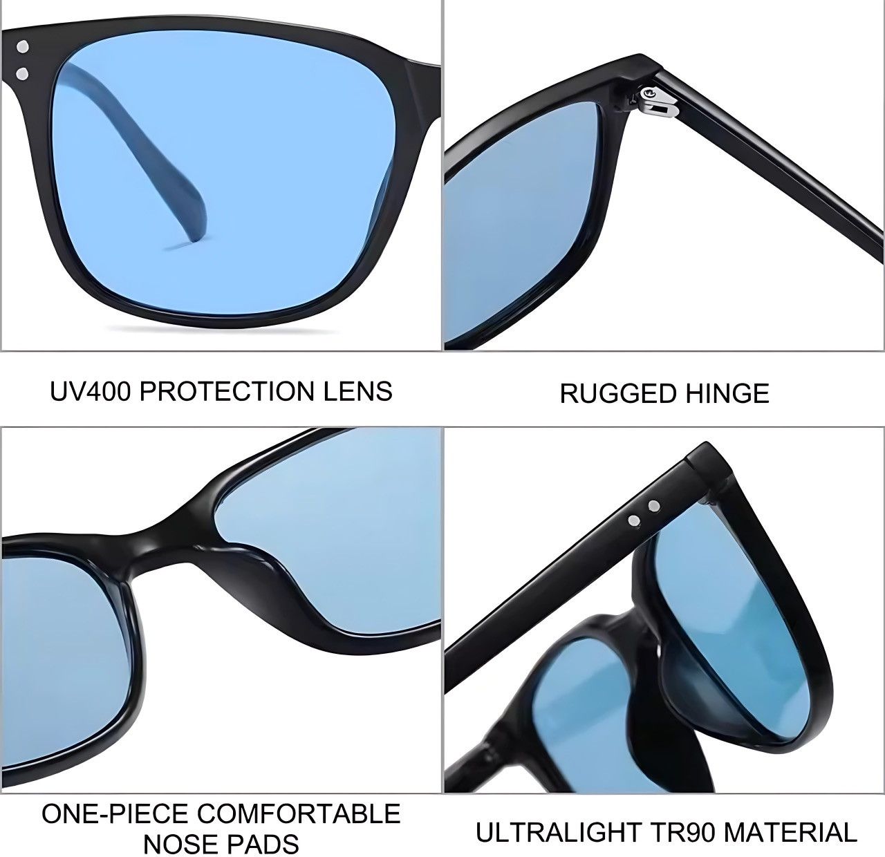 Other Rectangle Tony Stark Sunglasses Men Blue Lens Brand Designer Size ONE SIZE - 5 Thumbnail