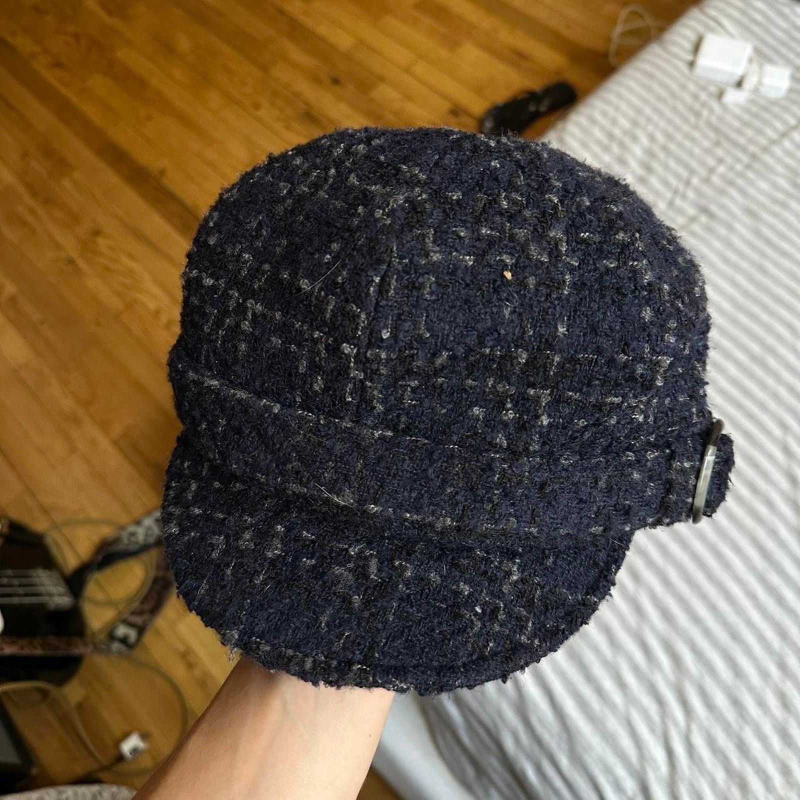 Vintage Vintage Y2K Knit Tweed Button Military Paper Boy Hat Cap Size ONE SIZE - 1 Thumbnail
