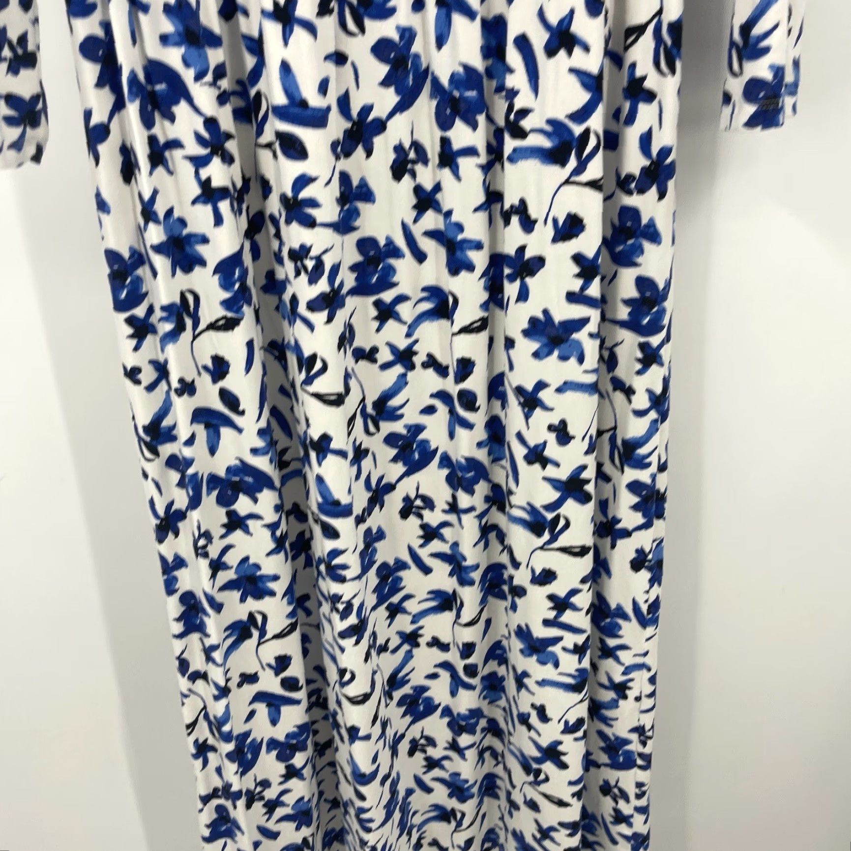Vintage Sonnet James Women's XS Blue Floral Midi Dress Long Sleeve Scoop Neck Casual Party Cottagecore Size XS / US 0-2 / IT 36-38 - 5 Thumbnail