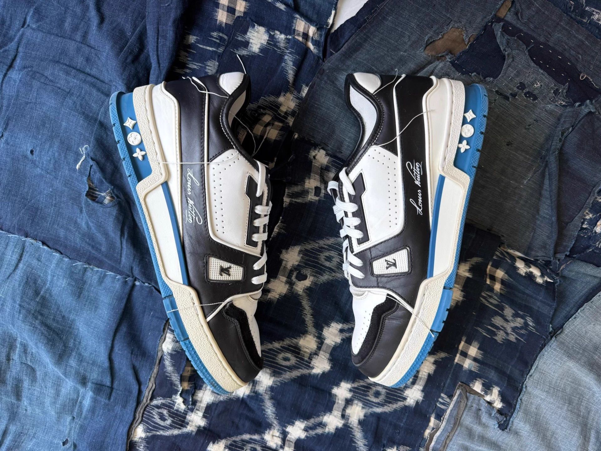 Louis Vuitton LV Trainer Panda Black Blue Fragment 1st 7.5 Size US 8.5 / EU 41-42 - 2 Thumbnail