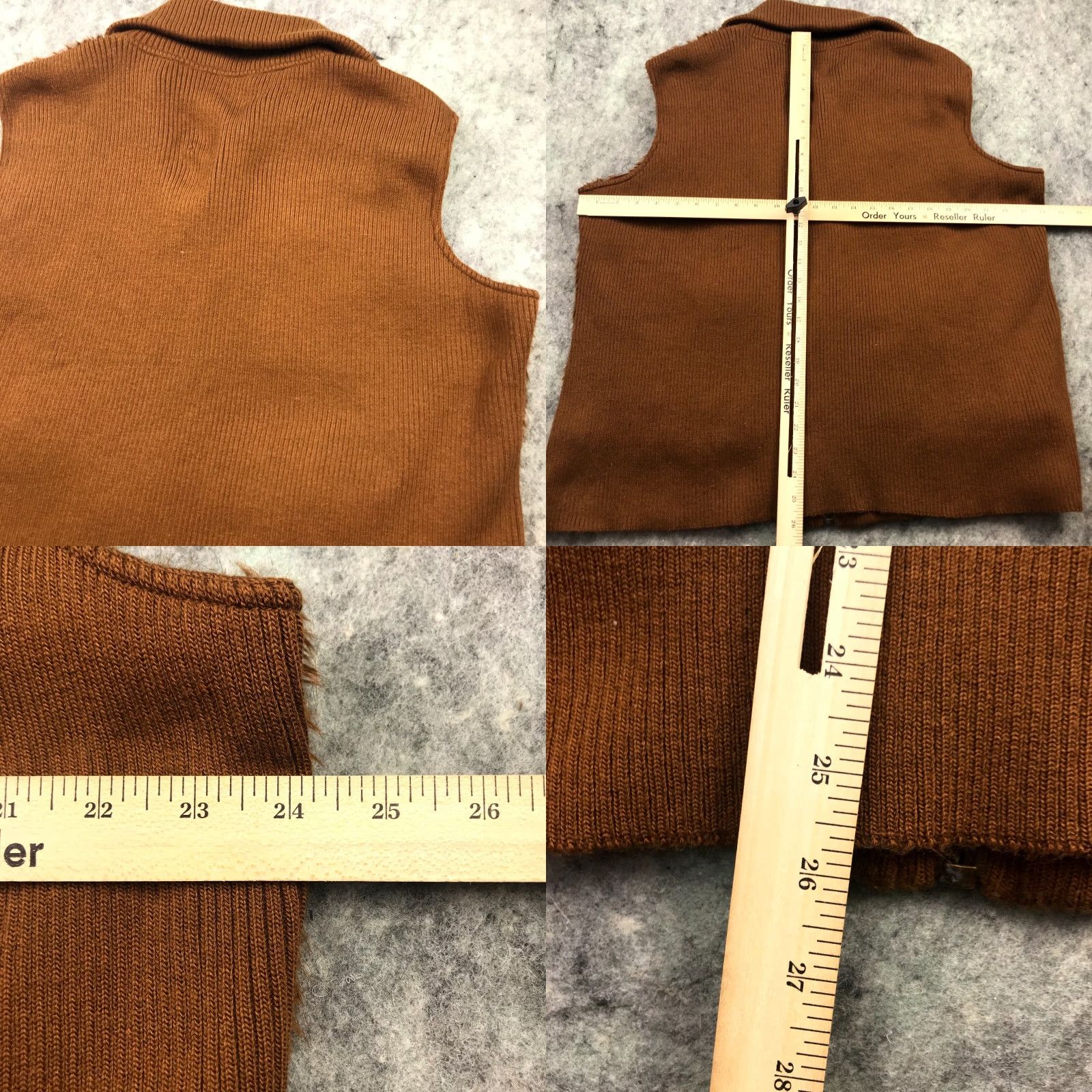 Vintage Adrienne Landau Womens Vest 1X Brown Full Zip High Collar Faux Fur Lined Knit Zip Vest 1X Womens Brown Adrienne Landau Vest Size XL / US 12-14 / IT 48-50 - 8 Thumbnail