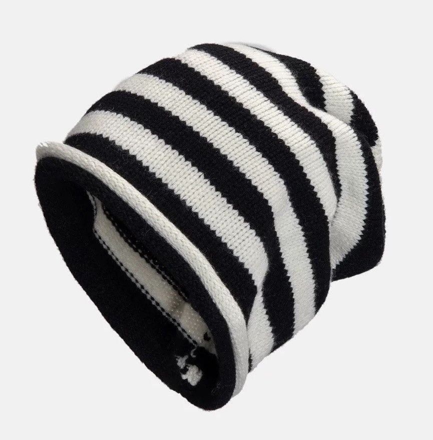 Japanese Brand Retro cleanfit vintage punk striped wool slouch beanie hat Size ONE SIZE - 1 Thumbnail