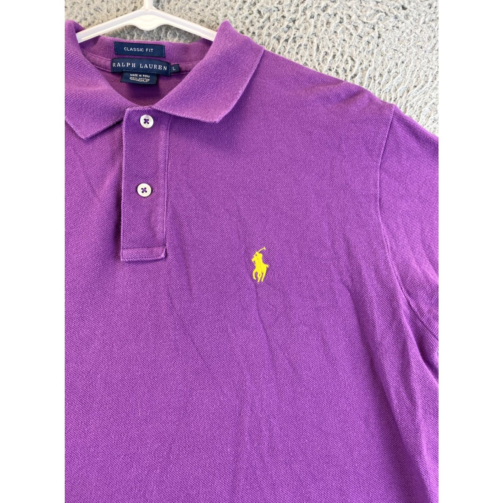 Ralph Lauren Ralph Lauren Polo Shirt Adult Large Pony Pima Rugby Casual Mens /90-26 Cotton 100% Solid Purple Short Sleeve Collared Button Logo Regular Fit Polo Size US L / EU 52-54 / 3 - 2 Thumbnail