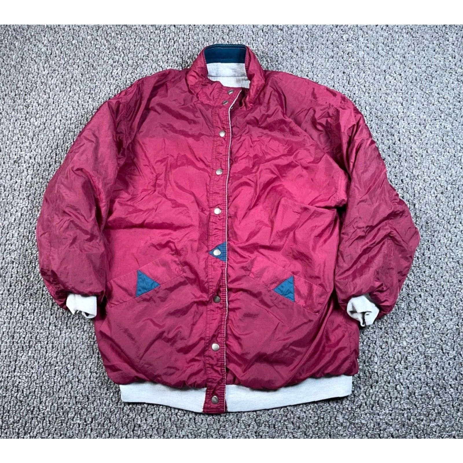 Vintage VTG 90s Reversible Windbreaker Jacket Adult Medium Gray Red Snap Button Mens Size US M / EU 48-50 / 2 - 3 Thumbnail