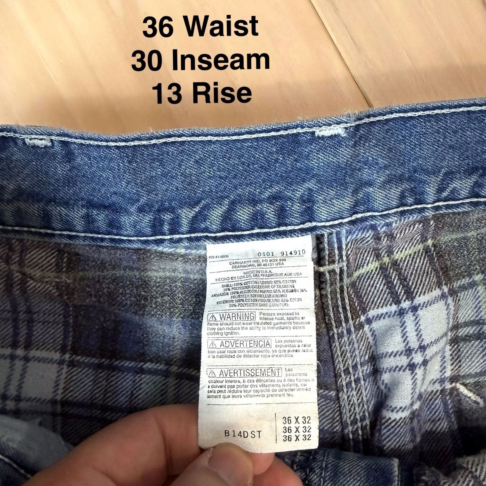 Carhartt VINTAGE Carhartt Carpenter Pants Denim 36 Blue Flannel Lined Workwear Mens 90s Southwestern USA Size US 36 / EU 52 - 5 Thumbnail