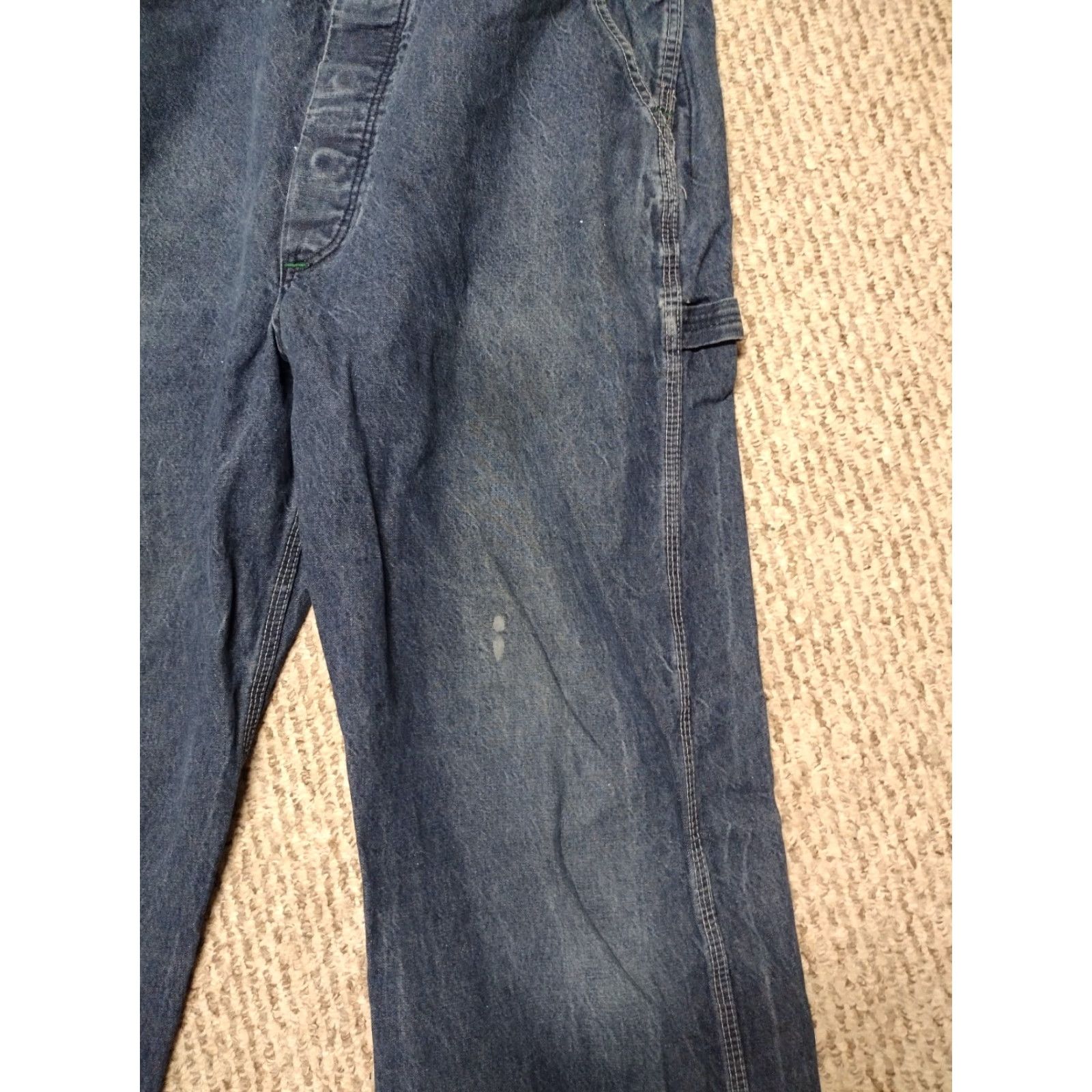 Gloverall VINTAGE Big Ben Bib Overall Men's 40x30 Carpenter Denim Blue 40x30 Logo Distressed Classic Outdoor Work Jeans Size US 40 / EU 56 - 3 Thumbnail
