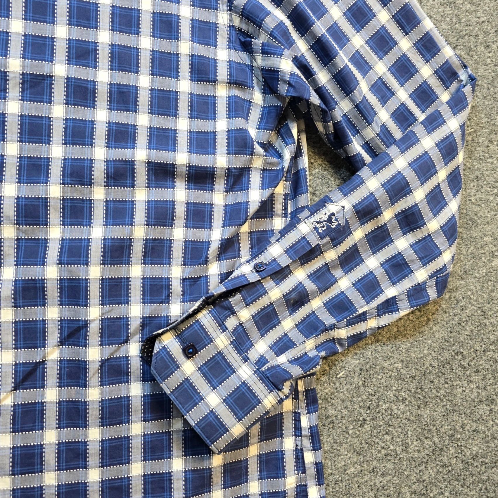 BUGATCHI Bugatchi Uomo Shirt Mens 2XL Tall Blue Plaid Button Long Sleeve Casual Business Shirt Size US XXL / EU 58 / 5 - 5 Thumbnail