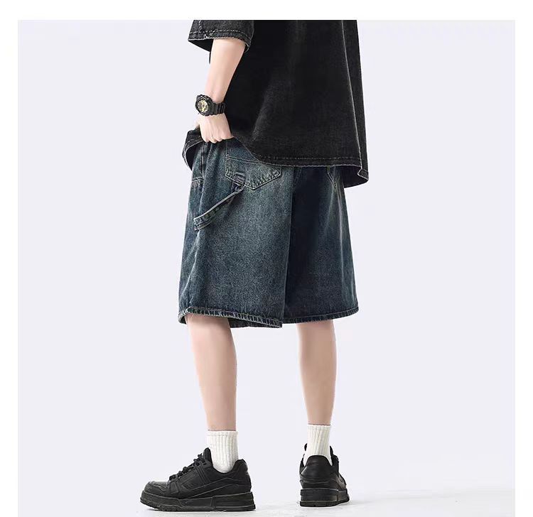image of Blue High Street Vintage Loose Fit Denim Shorts, Men's (Size 32)