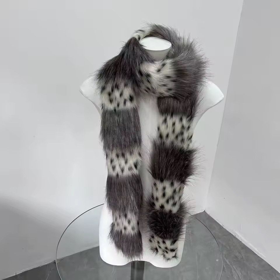 Other Faux Fur Leopard Y2k Trendy Polka Dot Plush Scarf Size ONE SIZE - 4 Thumbnail