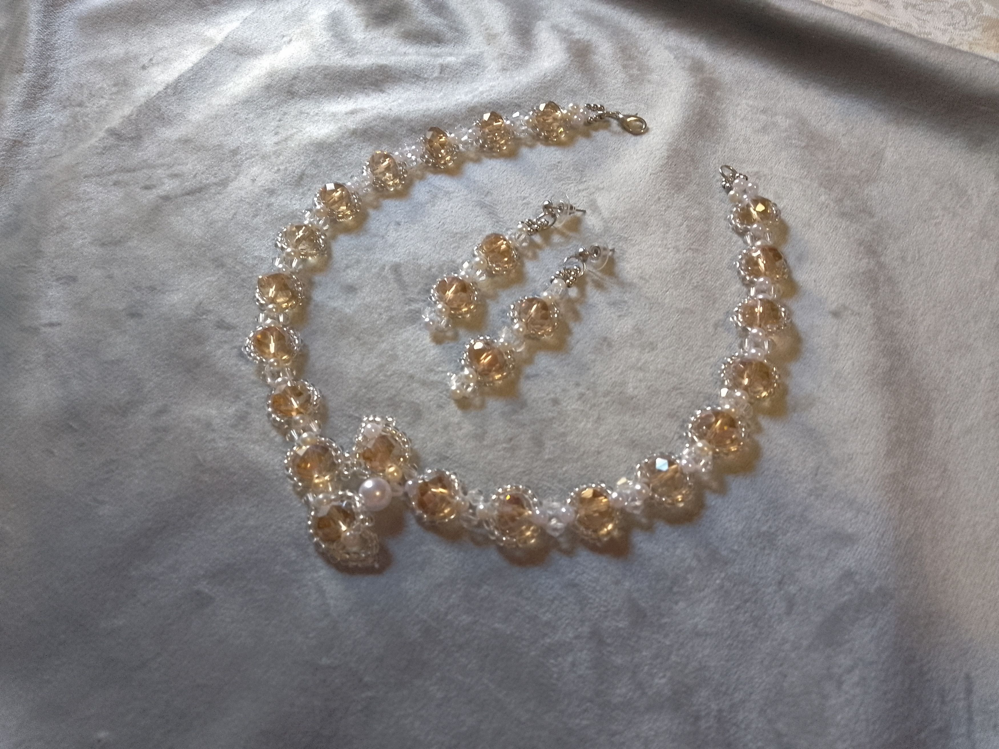 Handmade Necklace earrings Fine crystal+glass Snakish shape. Elegant Size ONE SIZE - 8 Thumbnail