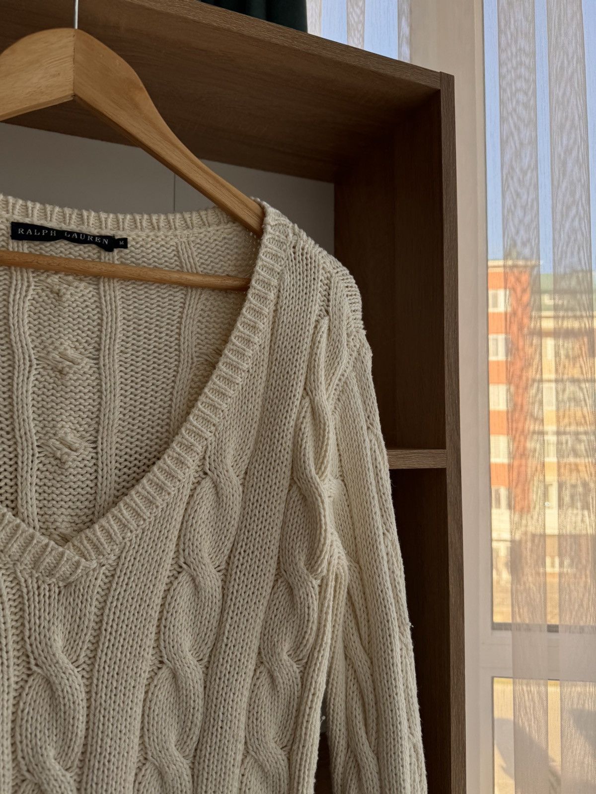 Polo Ralph Lauren × Ralph Lauren × Vintage Vintage Lauren Ralph Lauren W’ Beige Cable Knit Sweater Size M / US 6-8 / IT 42-44 - 3 Thumbnail