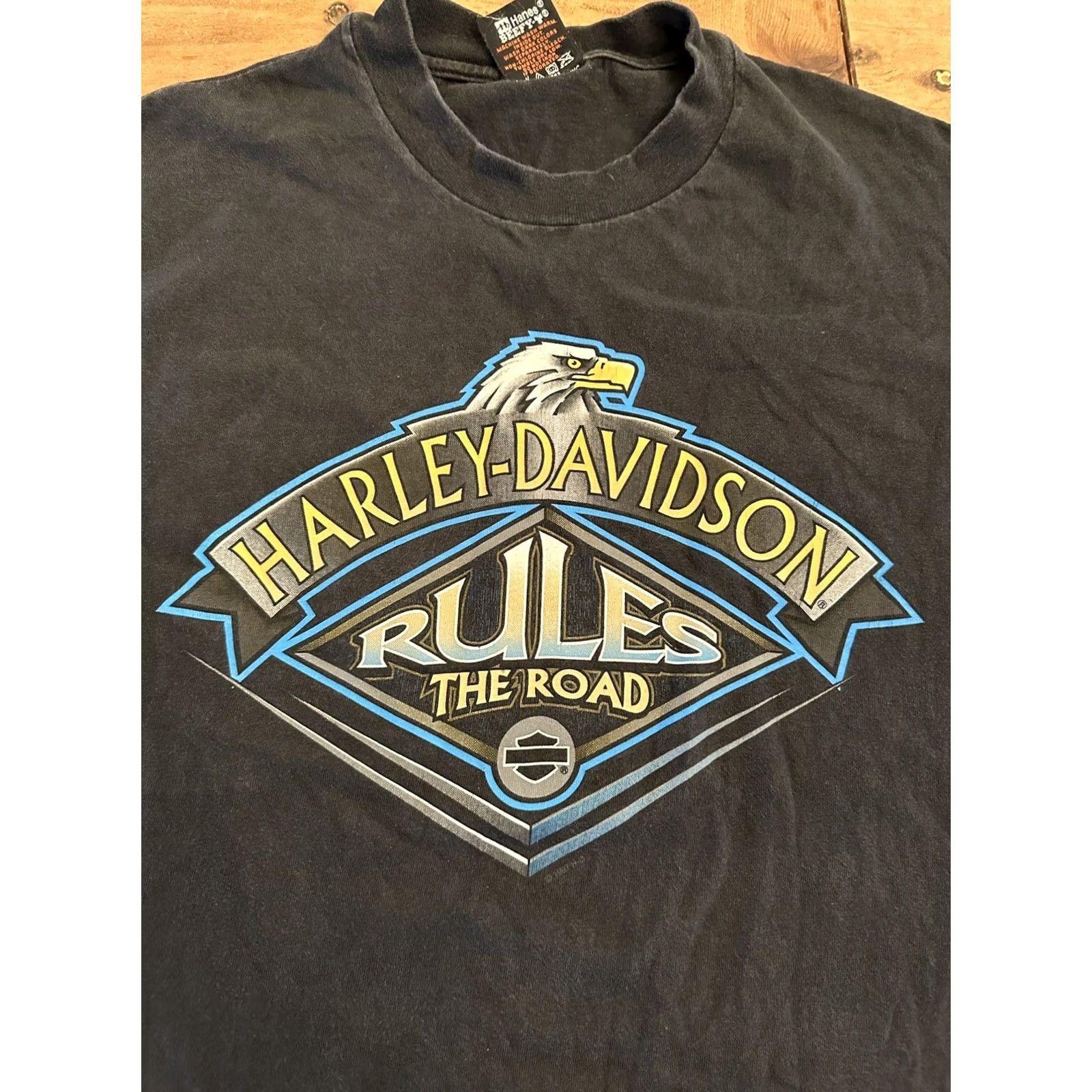 Harley Davidson VINTAGE Harley-Davidson T-Shirt XL Men Black 90s Motorcycle The Legends Roll On Boston Back Bay / Pre-owned Size US XL / EU 56 / 4 - 2 Thumbnail