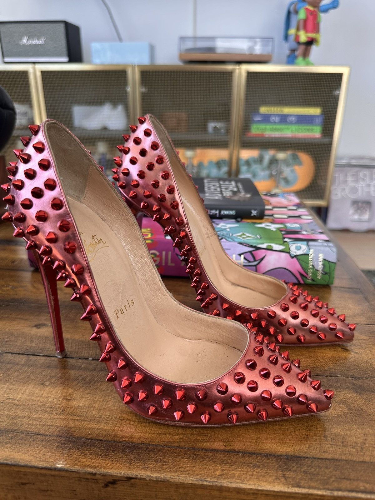 image of Christian Louboutin Size 37.5 Shoes in Red, Women's