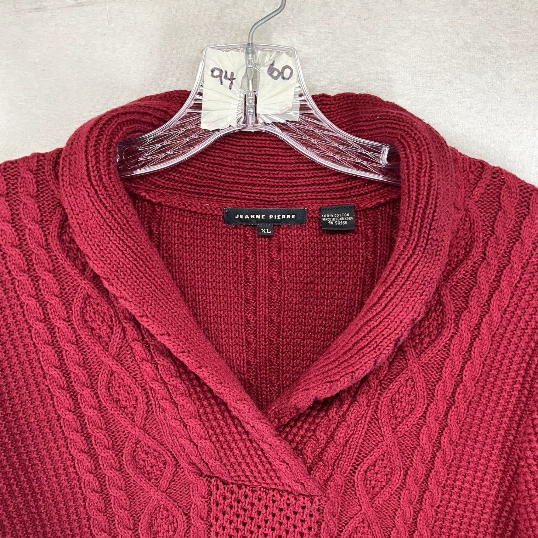 Vintage VINTAGE JEANNE PIERRE Women's XL Brick Red Multi Knit Sweater All Cotton Womens Size XL / US 12-14 / IT 48-50 - 4 Thumbnail