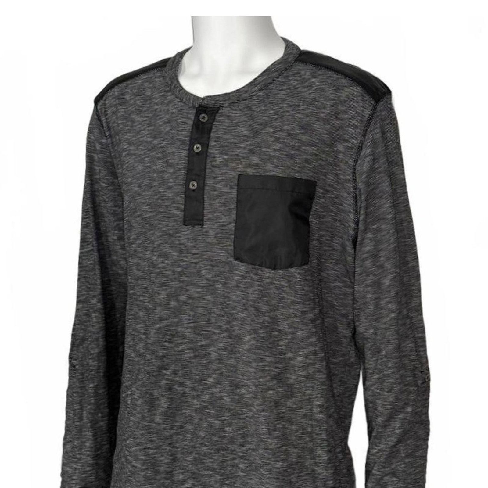 I.N.C INC Men's Long Sleeve Henley T-Shirt Heather Gray XXL Size US XXL / EU 58 / 5 - 3 Thumbnail