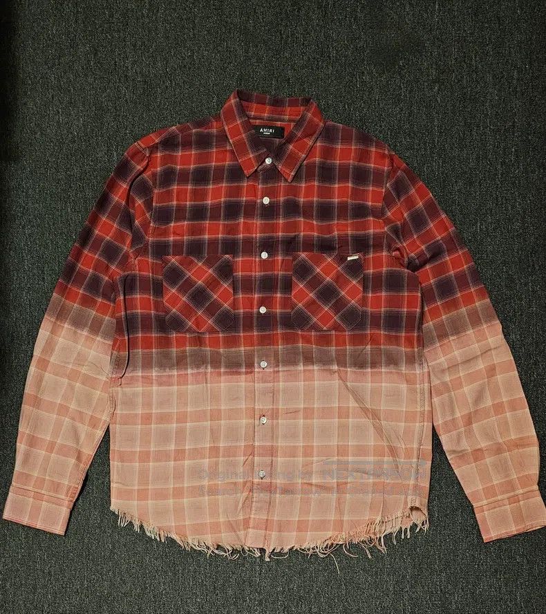 Amiri Amiri Red Plaid Shirt Tie-Dye Gradient Size US M / EU 48-50 / 2 - 2 Thumbnail