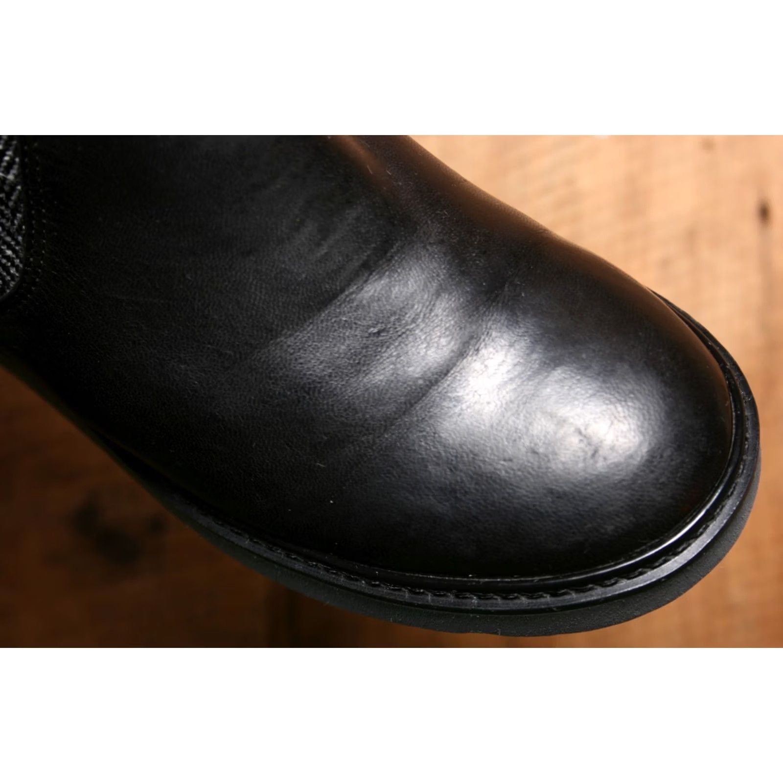 Ugg UGG Black Leather & Herringbone Wool Fur Lined Boots High Heel Wedge Sz. 8 Womens Mid-Calf Zip Leather Wool Shearling Style Size US 7 / IT 37 - 6 Thumbnail