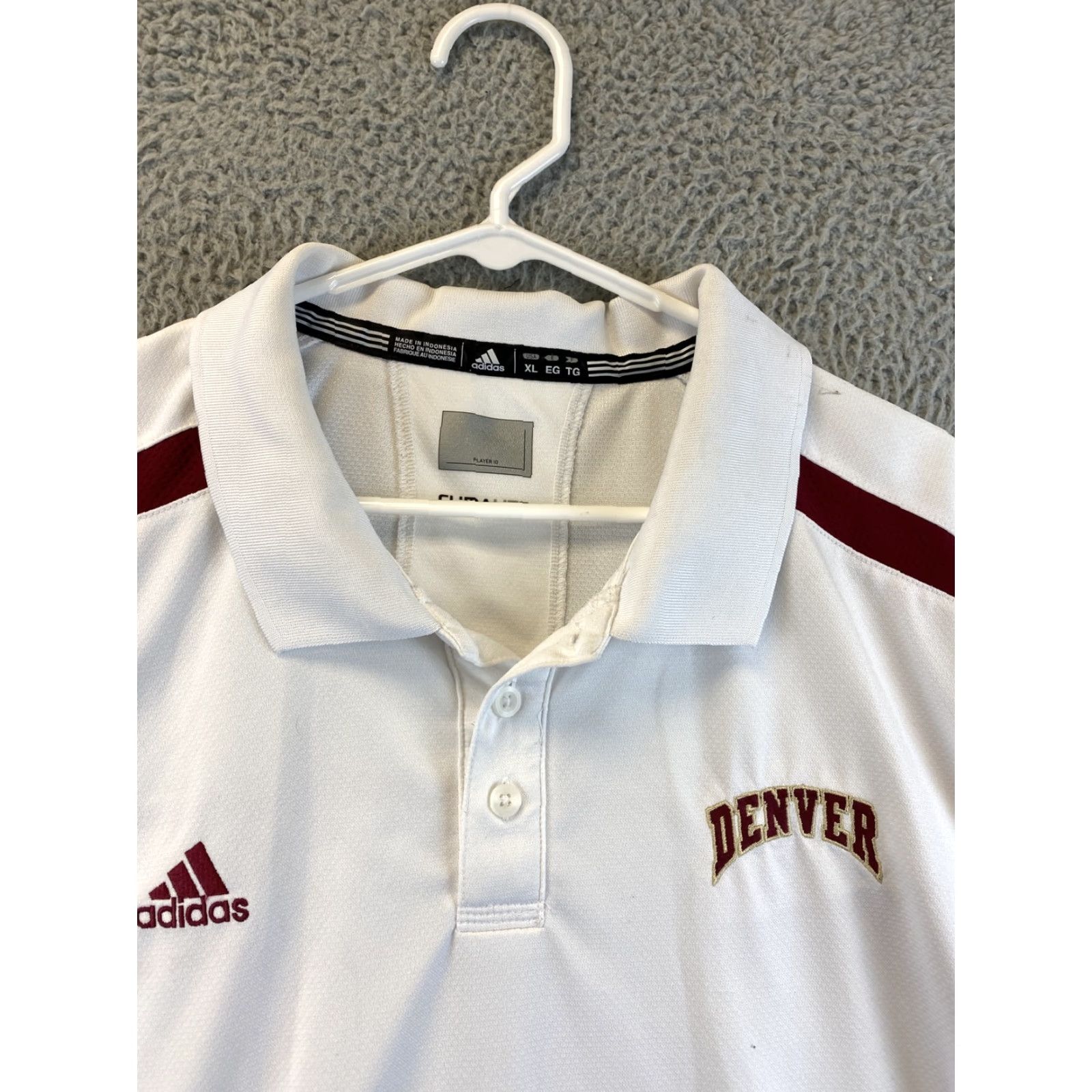 Adidas Adidas Ultimate White Maroon Golf Casual Polo Shirt XL Denver Logo /72-40 Size US XL / EU 56 / 4 - 5 Thumbnail