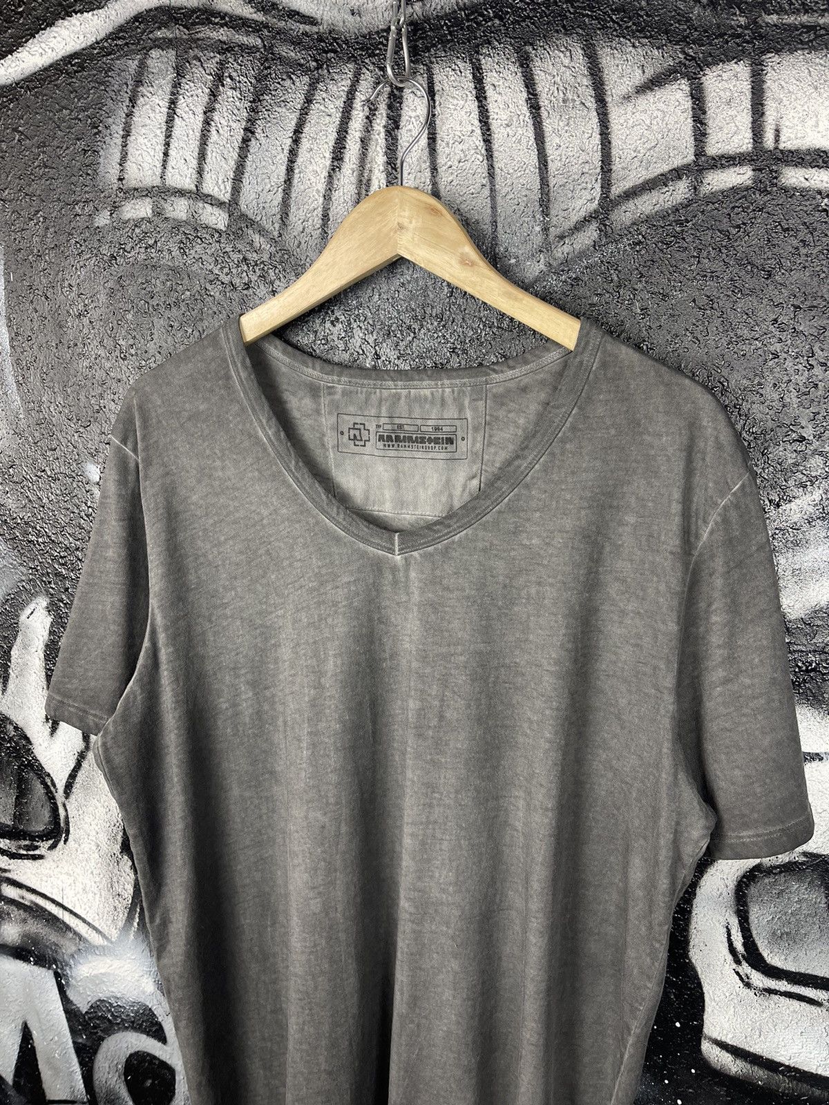 Band Tees Rammstein Rock Group Merchandise Grey V-Neck T-Shirt Size L Size US XL / EU 56 / 4 - 3 Thumbnail