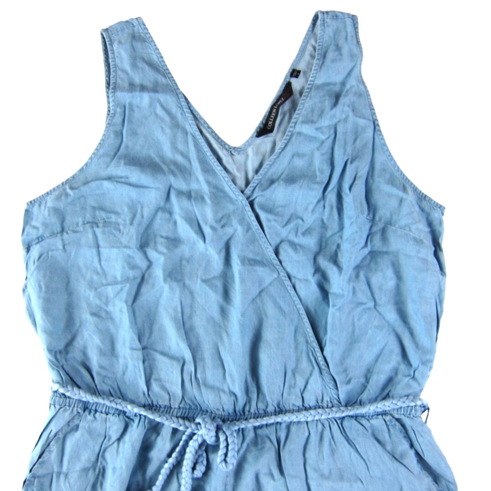 Vintage Colleen Lopez 100% Tencel Blue V-Neck Pocket Romper Jumpsuit Women Size 1X Size 40" / US 18 - 4 Thumbnail
