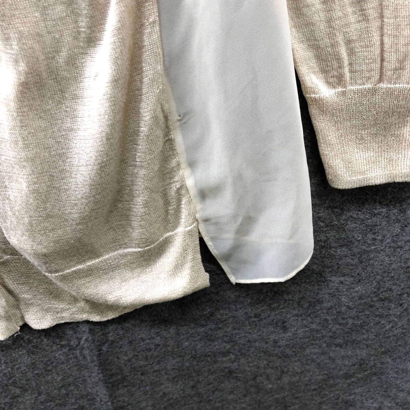 NIC+ZOE Nic+Zoe Cardigan Womens M Cream Button Front Chiffon Lightweight Knit Long Sleeve V-Neck Solid Vintage: No Size M / US 6-8 / IT 42-44 - 6 Thumbnail