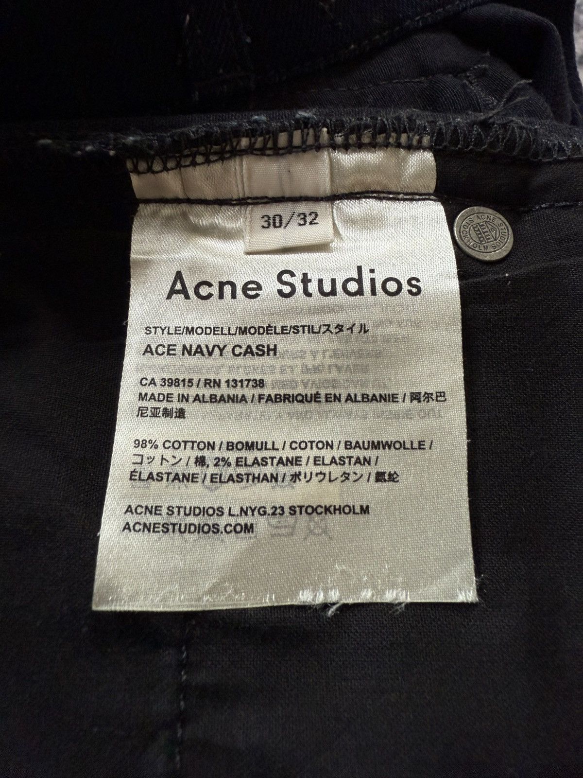 Acne Studios ACNE STUDIO Ace Navy Cash Indigo Wash Slim Stacked Jeans Size US 30 / EU 46 - 18 Thumbnail