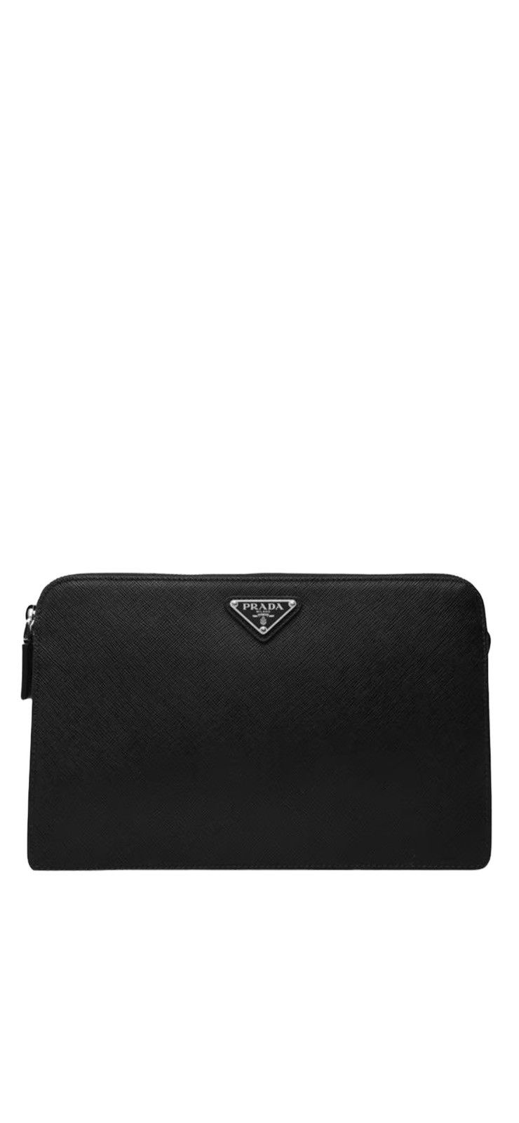 image of Prada Saffiano Pouch Bag in Black, Men's