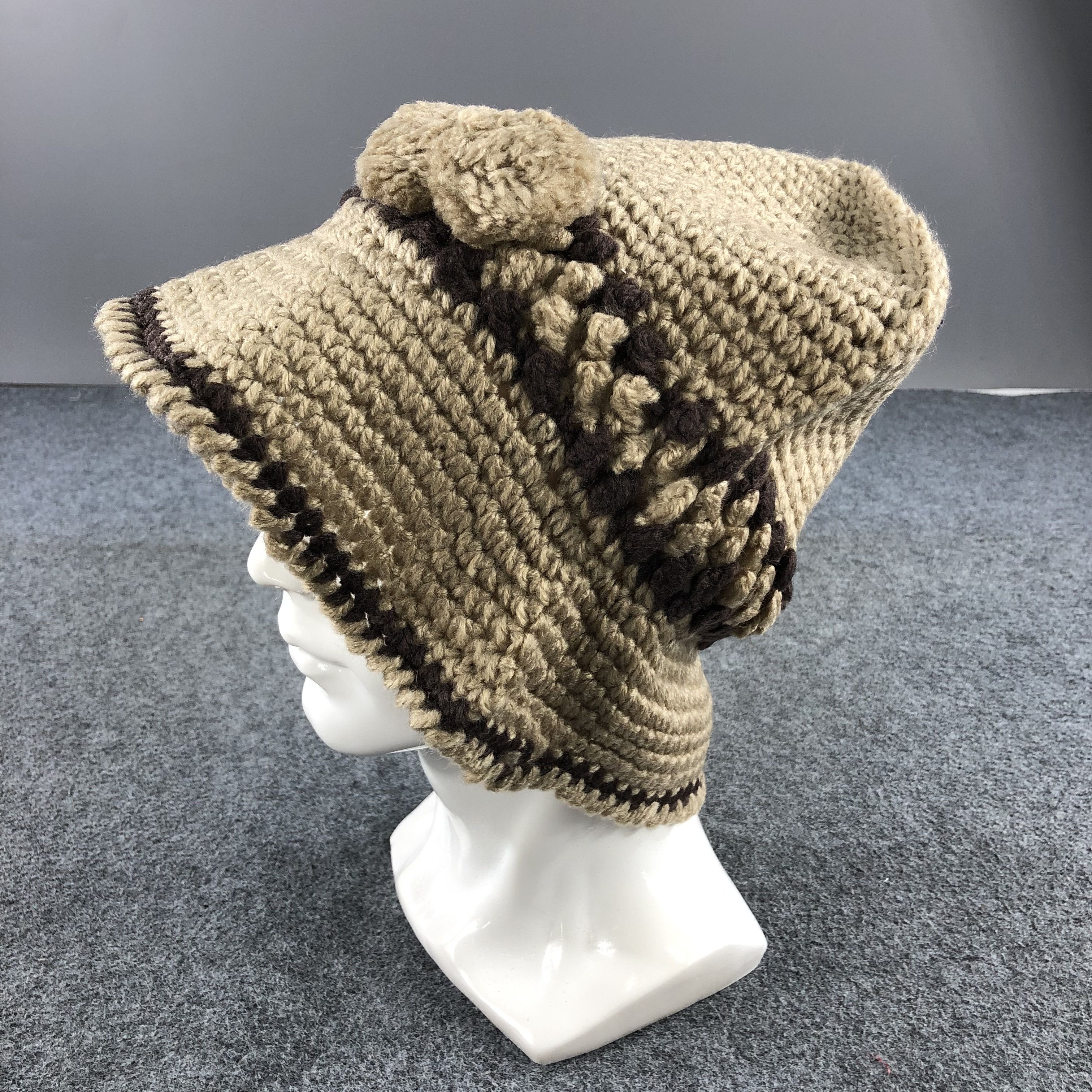 Vintage Knit Crochet Flower Bucket Hat Beanie Snowcap Snow Hat B295 Size ONE SIZE - 2 Thumbnail