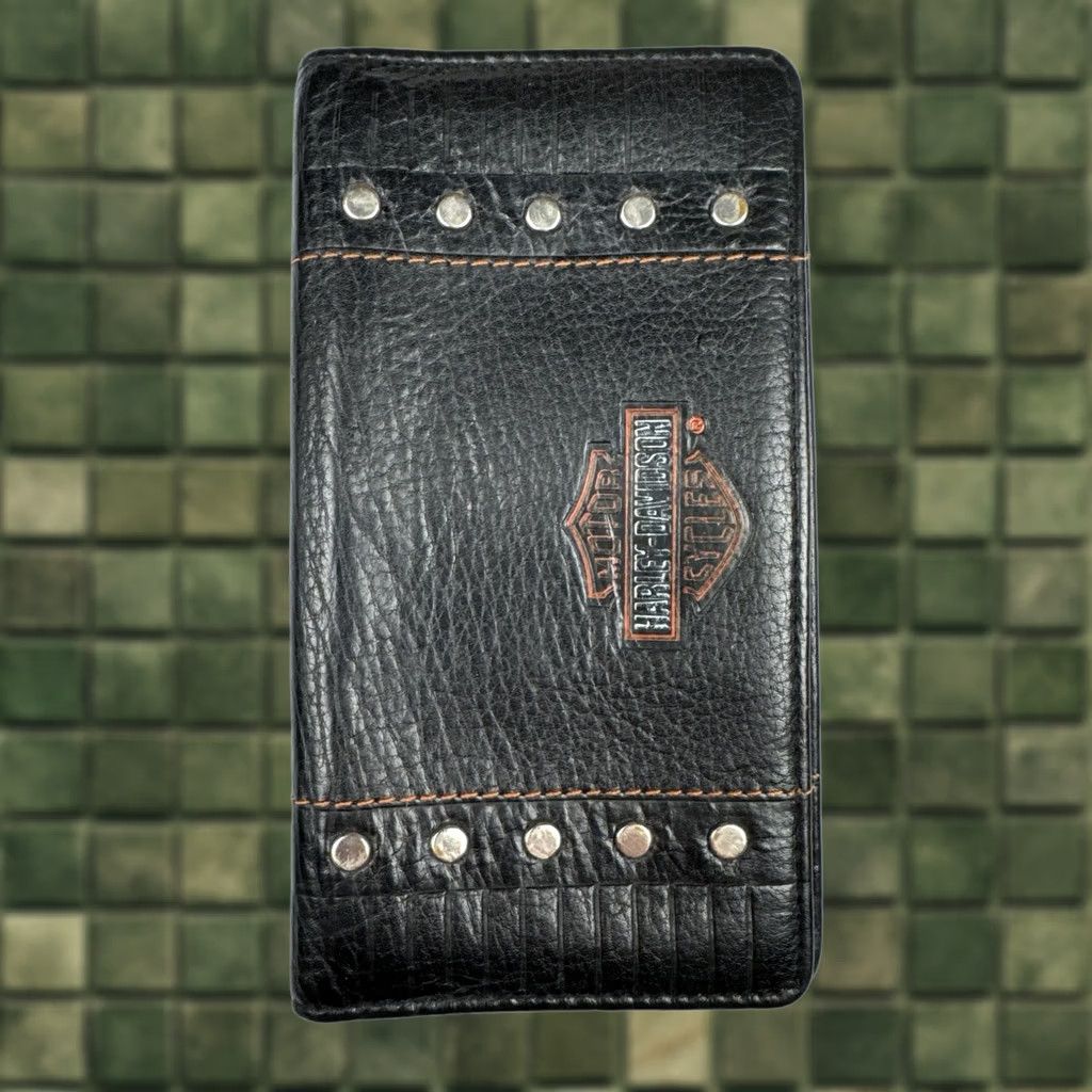 Harley Davidson Harley-Davidson Leather Bifold Wallet Studded Black Biker 7” Mens Wallet Size ONE SIZE - 1 Thumbnail