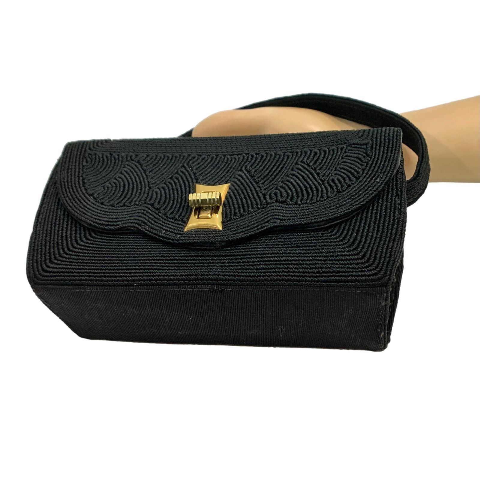 Vintage 40S Small Black Cordé Box Bag | 7 X 3 X 2 5/8, Women's