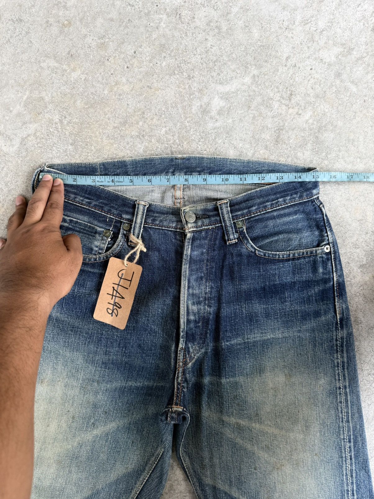 Full Count & Co. Vintage Fullcount 0105 Distressed Jeans Selvedge Denim Size US 30 / EU 46 - 23 Thumbnail