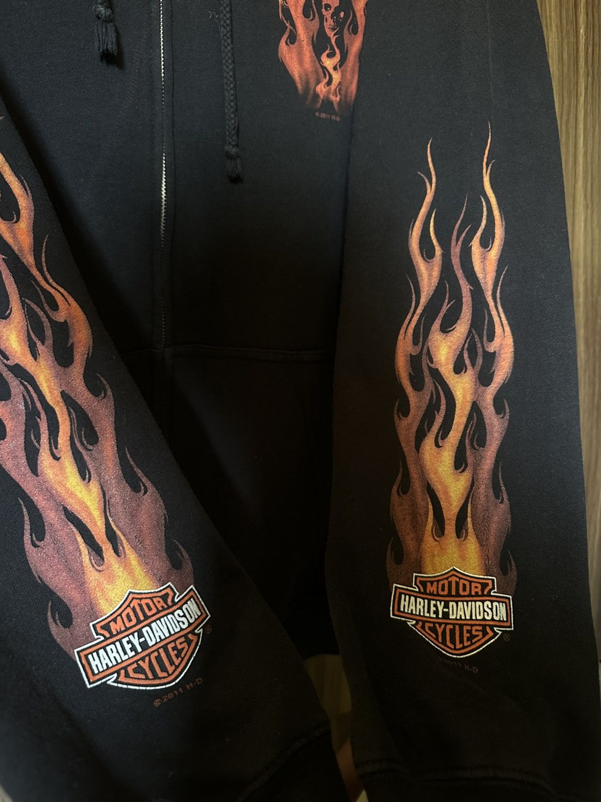 Harley Davidson Rare HARLEY-DAVIDSON FLAME ZIP HOODIE Size US XL / EU 56 / 4 - 6 Thumbnail