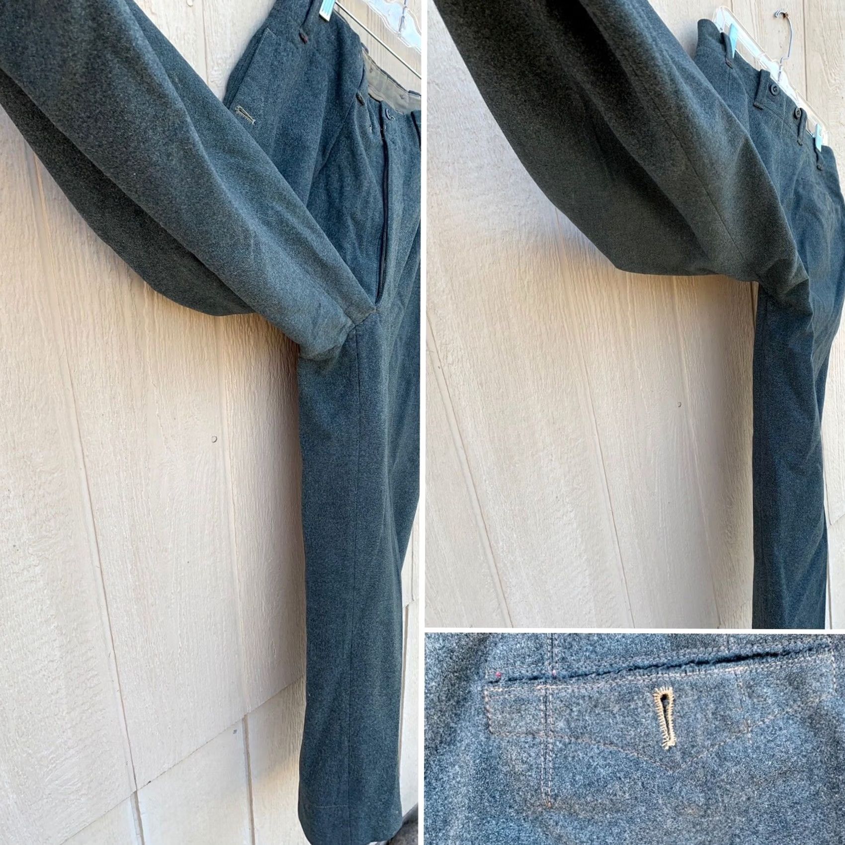 Vintage Vintage Wool Military Pants Trousers Button Fly 33 in waist 30 in inseam Green Military/Workwear Mens Size US 33 - 3 Thumbnail