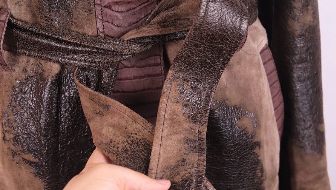 Dior Christian Dior Galliano 2006 Crocodile Embossed Leather Coat Size XS / US 0-2 / IT 36-38 - 4 Thumbnail