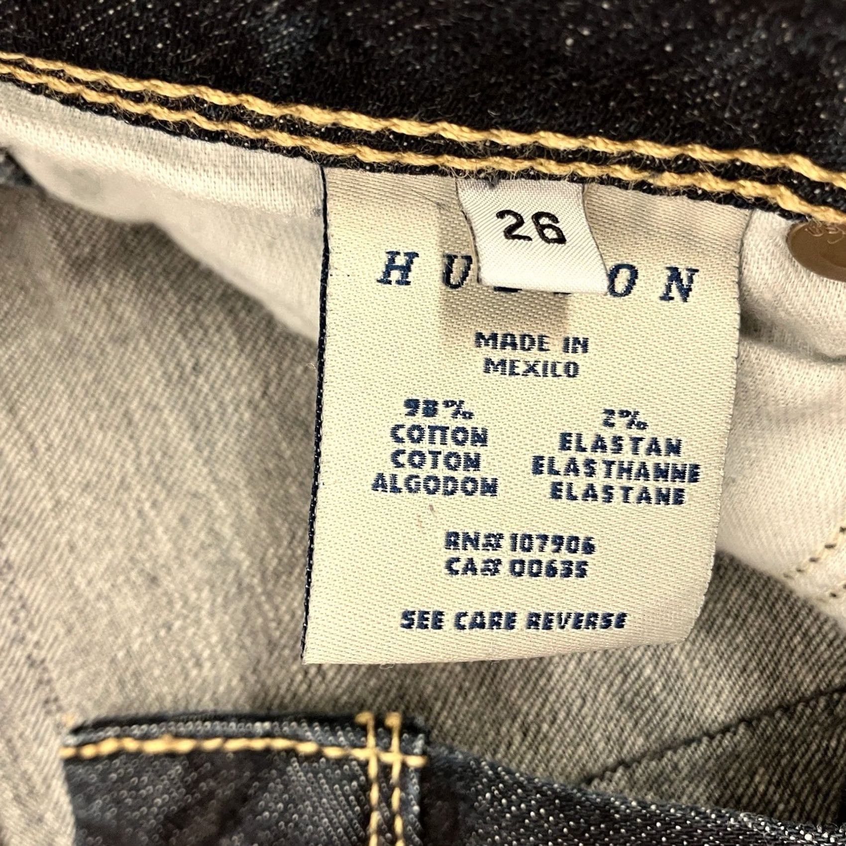 Hudson HUDSON Jeans Collin Skinny Dark Wash 26 Y2K Low Rise Denim Stretch 5-Pocket Womens Jeans Flap Zipper Button Front Back Fading Size 26" / US 2 / IT 38 - 7 Thumbnail