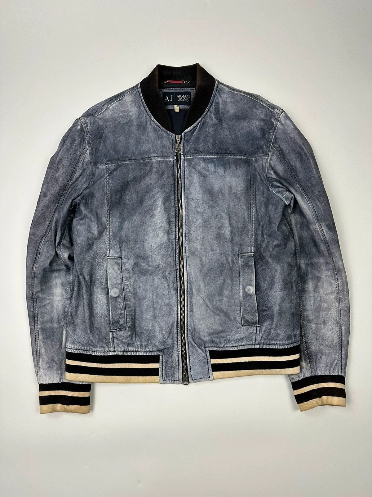 Armani Jeans 00´s Eroded Purple Leather Jacket Bomber