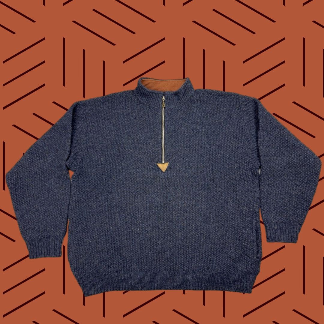 Vintage VINTAGE Early Winters 100% Wool Sweater Men's XL 1/4 Zip Pullover Casual Winter Blue Size US XL / EU 56 / 4 - 1 Thumbnail