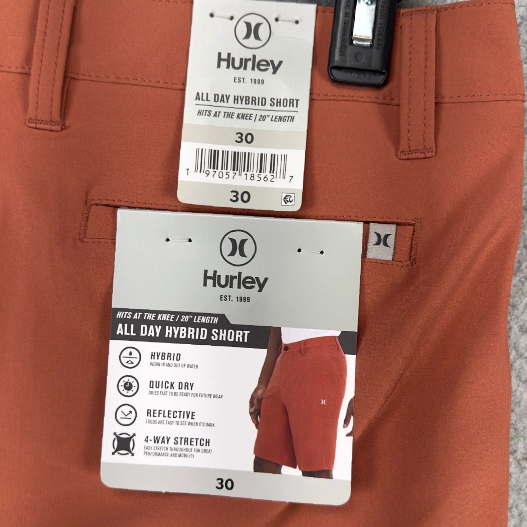 Hurley Hurley Mens All Day Hybrid Shorts 30 Orange Chino Stretch Flat Front Outdoor NEW Size US 30 / EU 46 - 2 Thumbnail