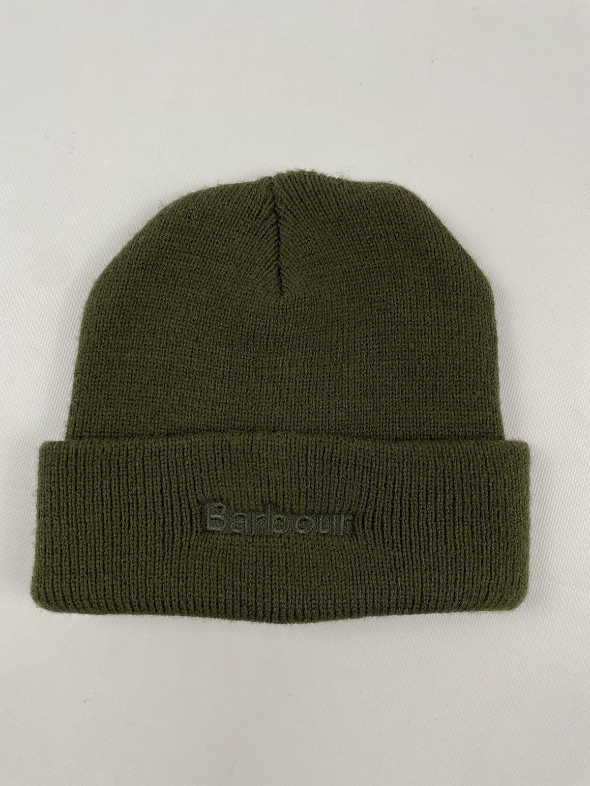 Barbour Unisex D385 England Ribbed Embroidered Logo Green Beanie Hat Size ONE SIZE - 6 Thumbnail