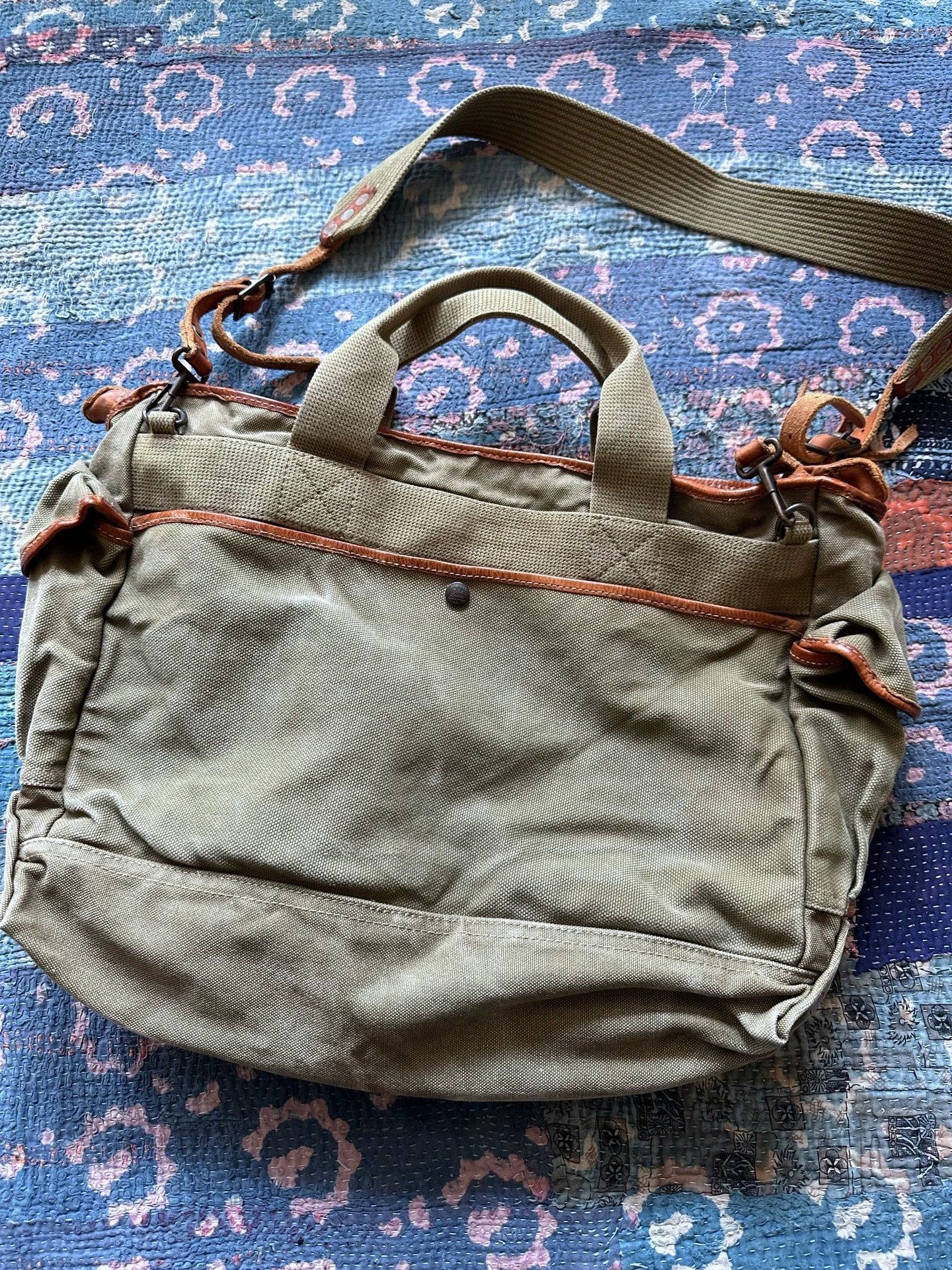 RRL Ralph Lauren RRL Distressed Color Block Leather Postman Bag Size ONE SIZE - 2 Thumbnail
