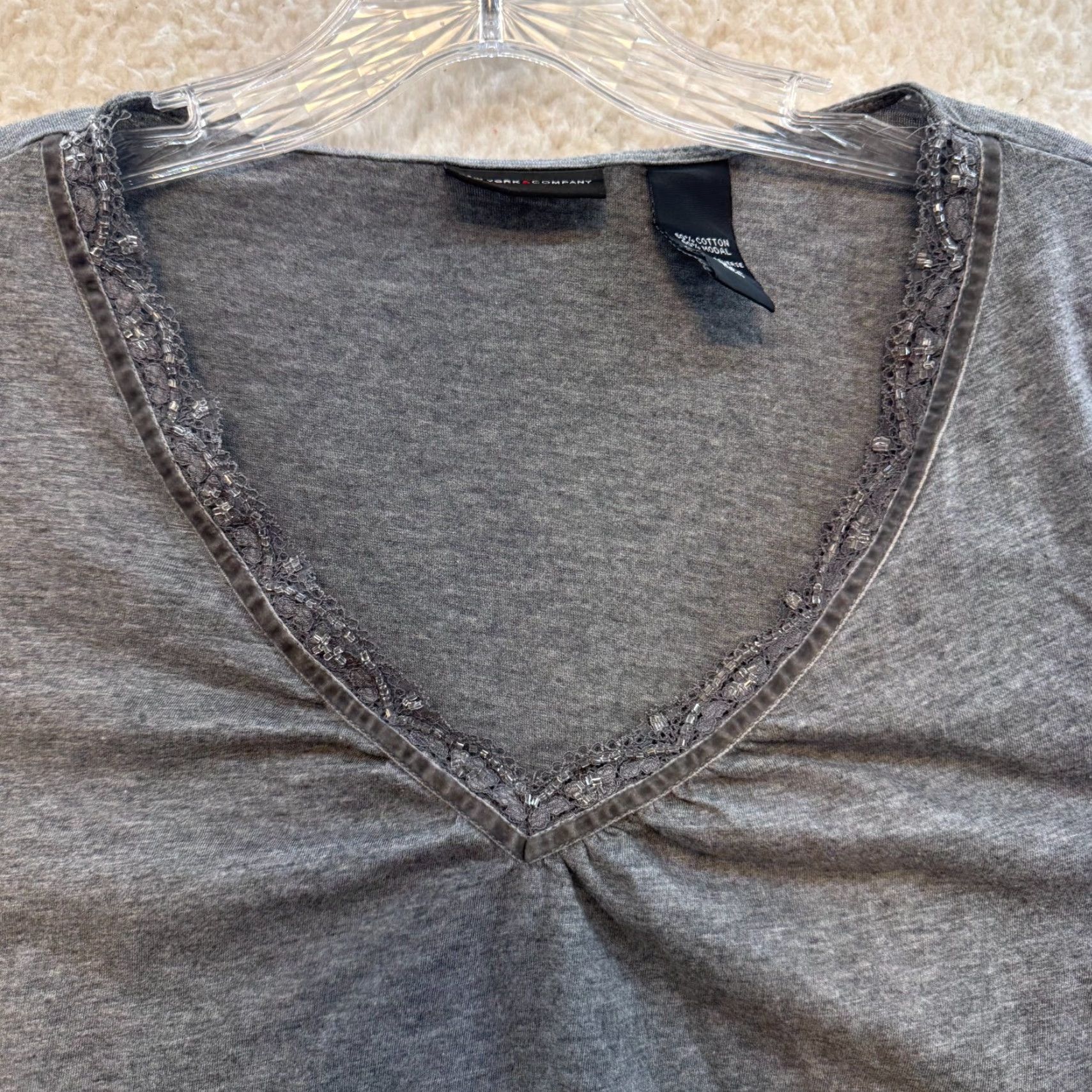 Vintage VINTAGE Y2K Top S Grey Long Sleeve V-Neck Lace Boho Fairy Grunge Whimsigoth Shirt Womens Size S / US 4 / IT 40 - 3 Thumbnail