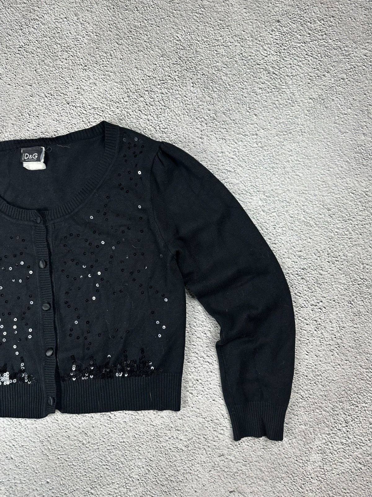 Dolce & Gabbana VTG Dolce Gabbana Cropped Sequin Embellished Black Cardigan Size M / US 6-8 / IT 42-44 - 4 Thumbnail