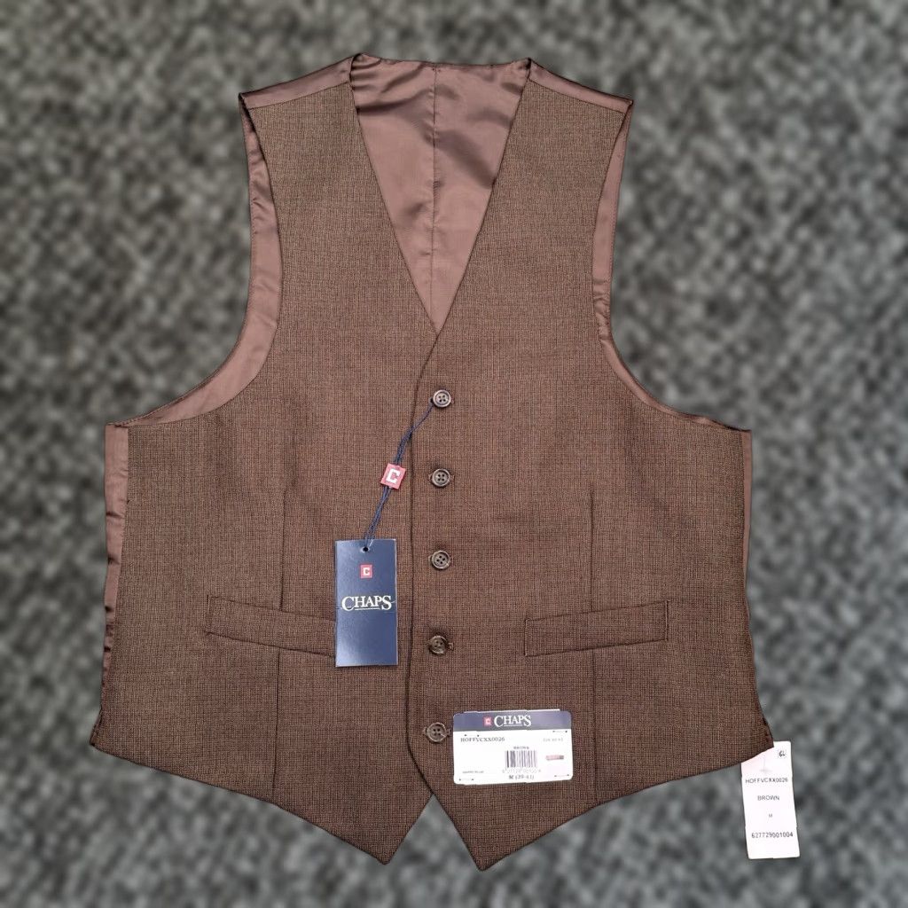 Chaps Suit Vest Medium 39-41 Brown Lapel New