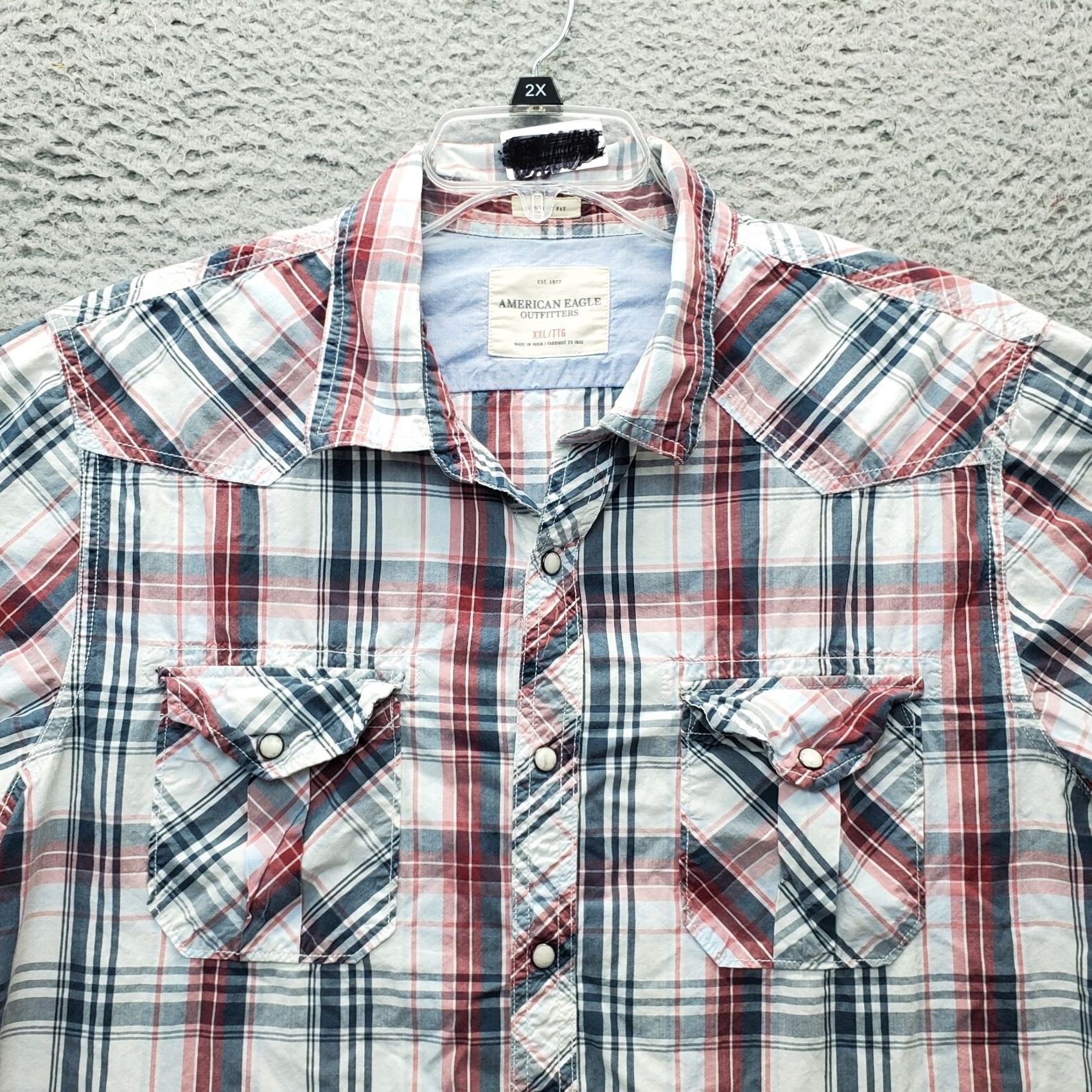 American Eagle Outfitters American Eagle Outfitters Shirt Men 2XL Multi Plaid Button-Up Collar Short Sleeve Pocket Classic Regular Fit Size US XXL / EU 58 / 5 - 3 Thumbnail