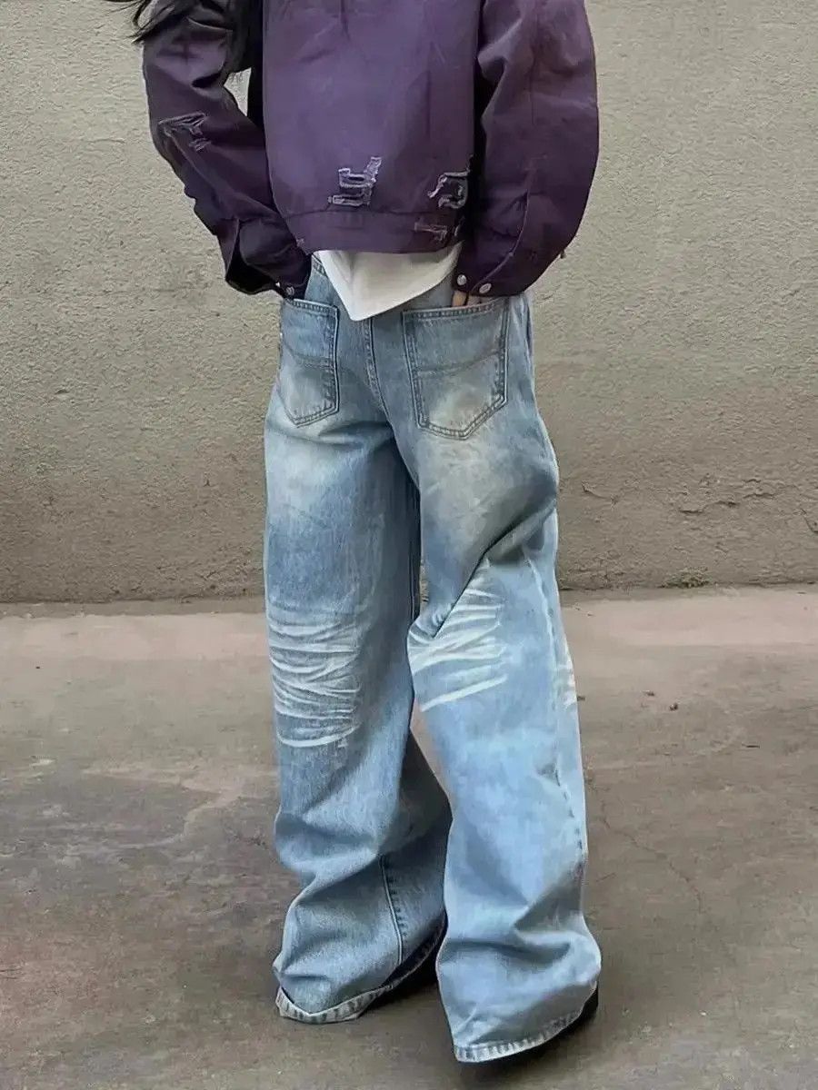 Japanese Brand Retro wide leg light colored slightly flared jeans Size US 34 / EU 50 - 5 Thumbnail