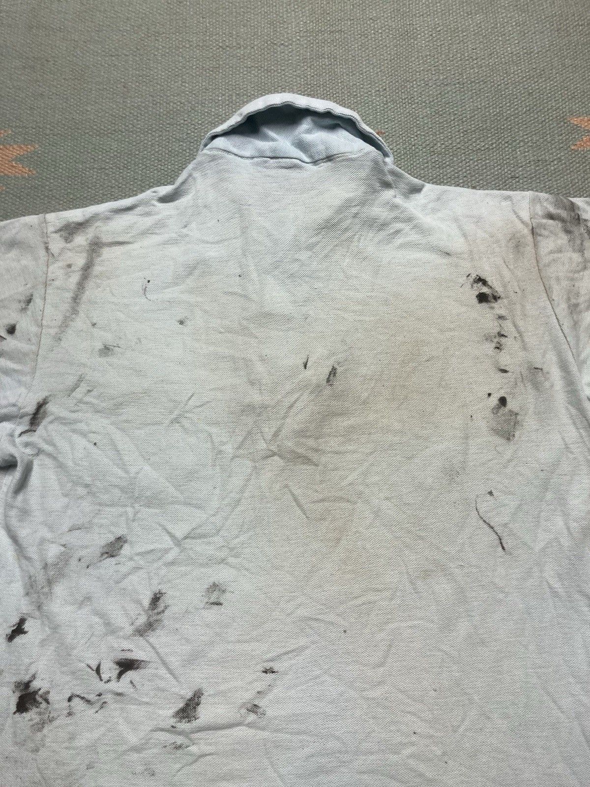 Vintage Vtg 70s 80s polo shirt paint stained light blue boxy medium Size US M / EU 48-50 / 2 - 11 Thumbnail