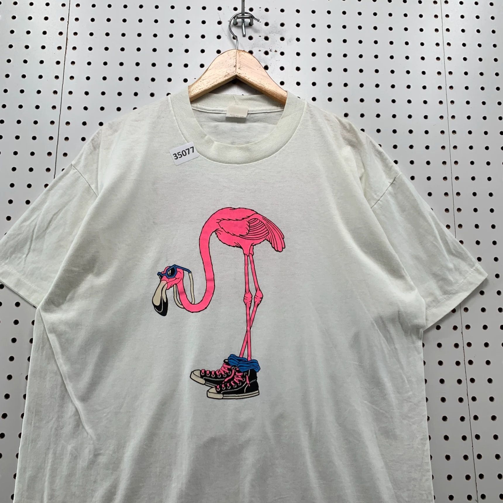 Pinko VINTAGE Flamingo Shirt Mens XL Pink 80s Crew Neck Think Pink Made USA 22x28 80s Bird Size US XL / EU 56 / 4 - 3 Thumbnail