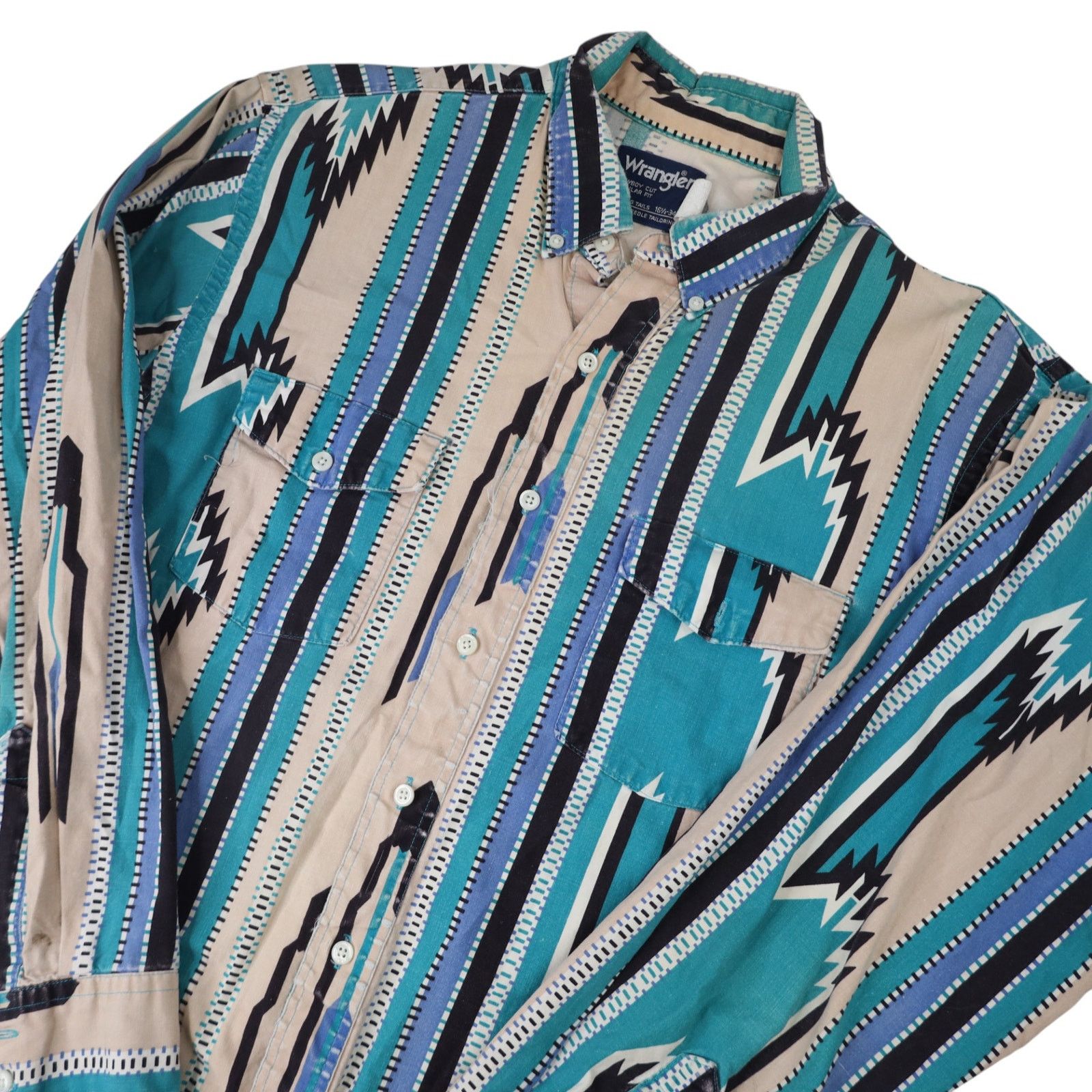 Wrangler VTG Wrangler Aztec Navajo Design Striped Western Shirt Size US L / EU 52-54 / 3 - 2 Thumbnail